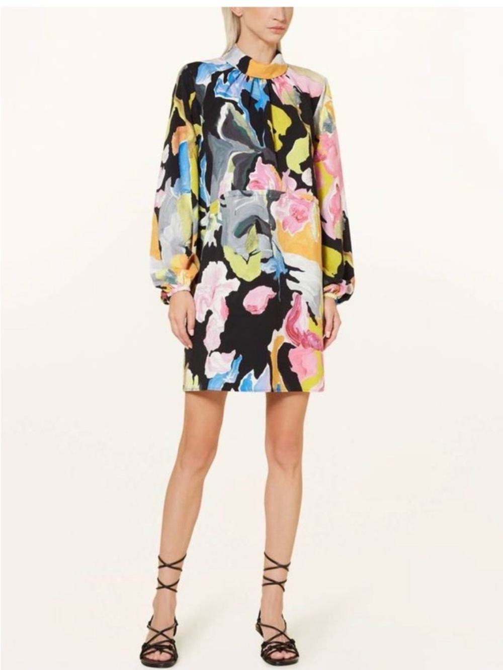 STINE GOYA Rikke colorful abstract long sleeve dress L / Large